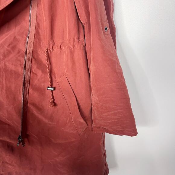 H&M Divided Womens 6 Brick Orange Lightweight Utility Jacket Drape 3/4 Sleeve - Picture 6 of 10